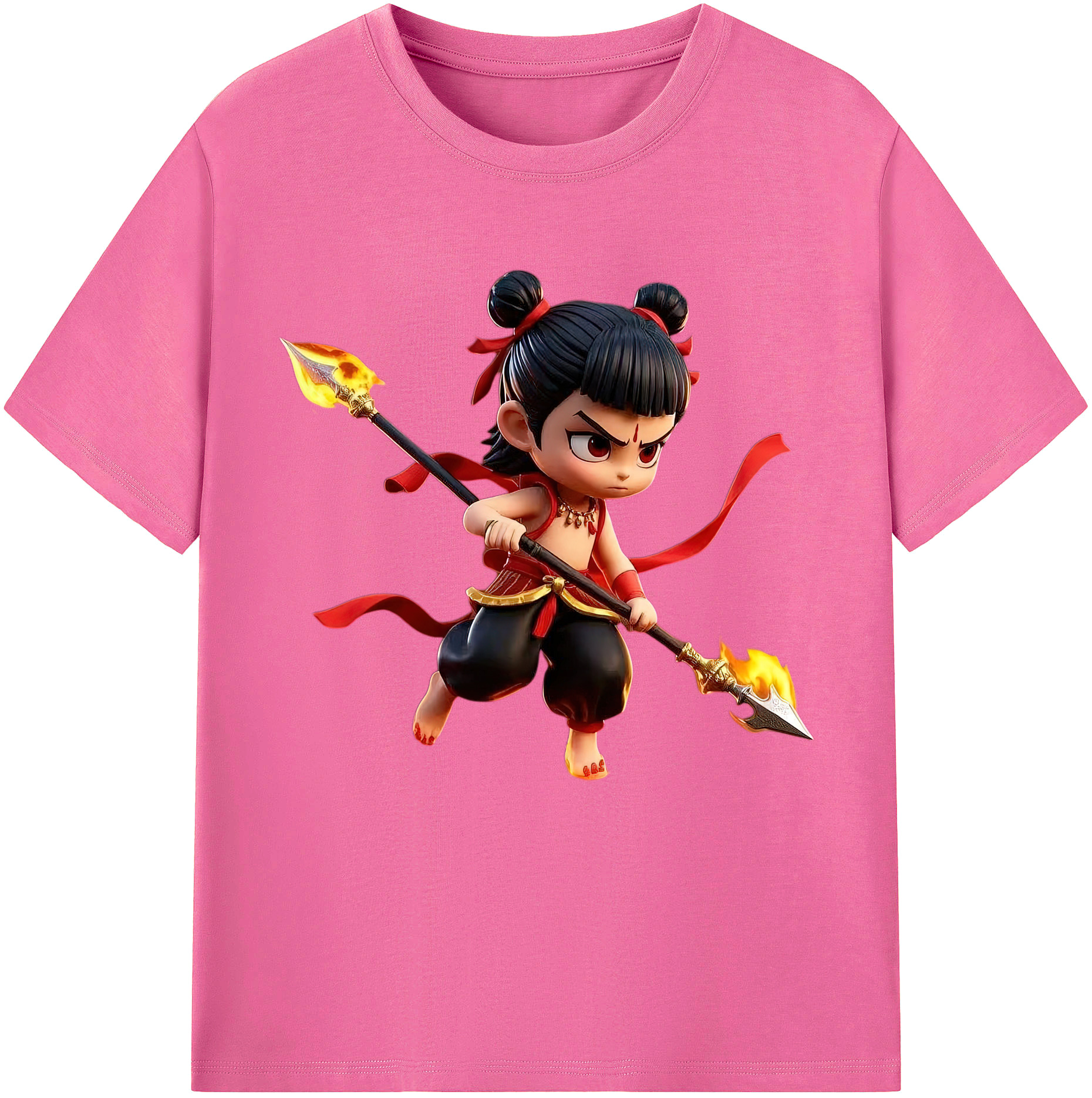 （画像用） Ne Zha 2 ナタ 魔童の大暴れ レディースカジュアルプリントTシャツ（綿100％）